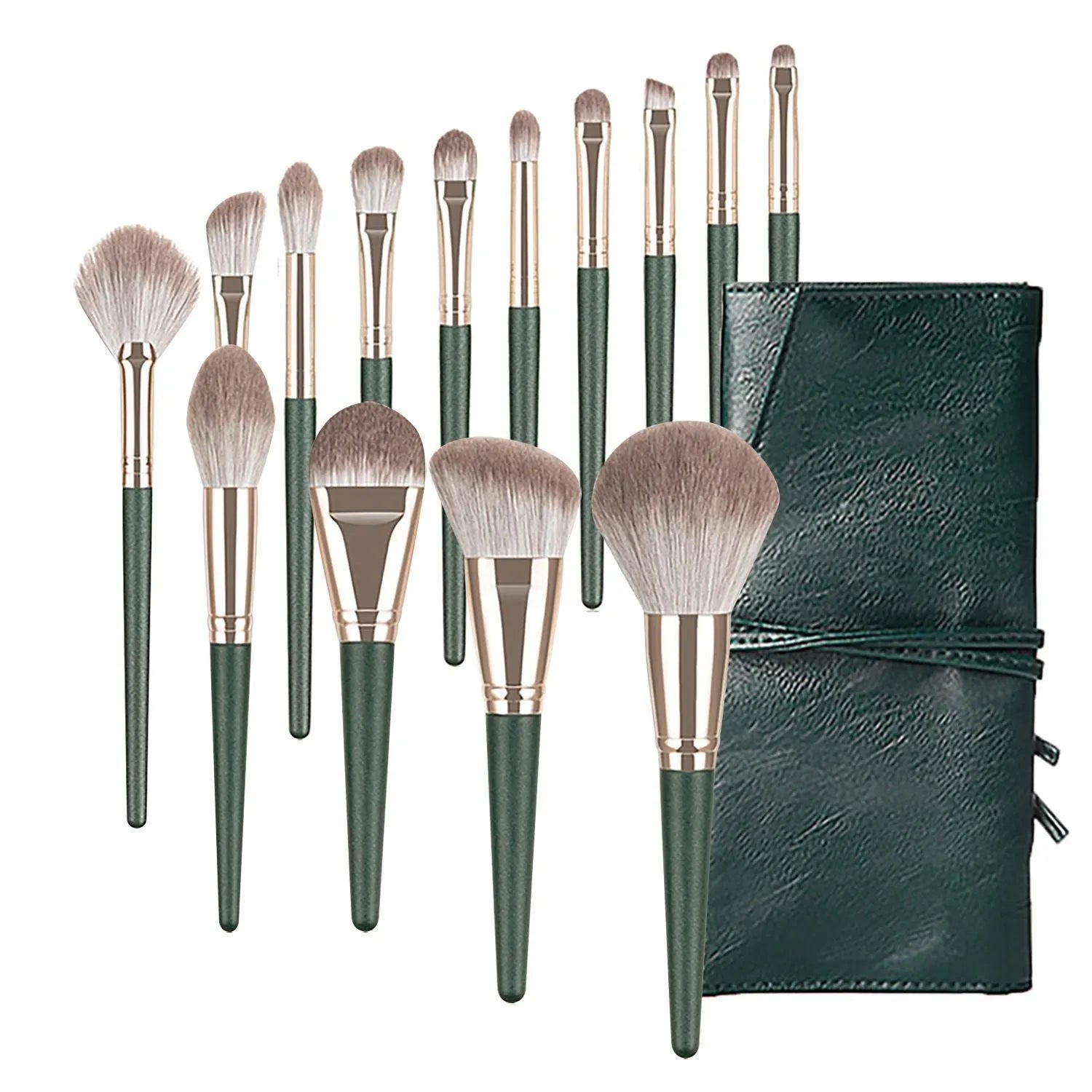 Green Cloud 14 Makeup Brushes Suit - Bellarte Enchanté Green Cloud 14 Makeup Brushes Suit